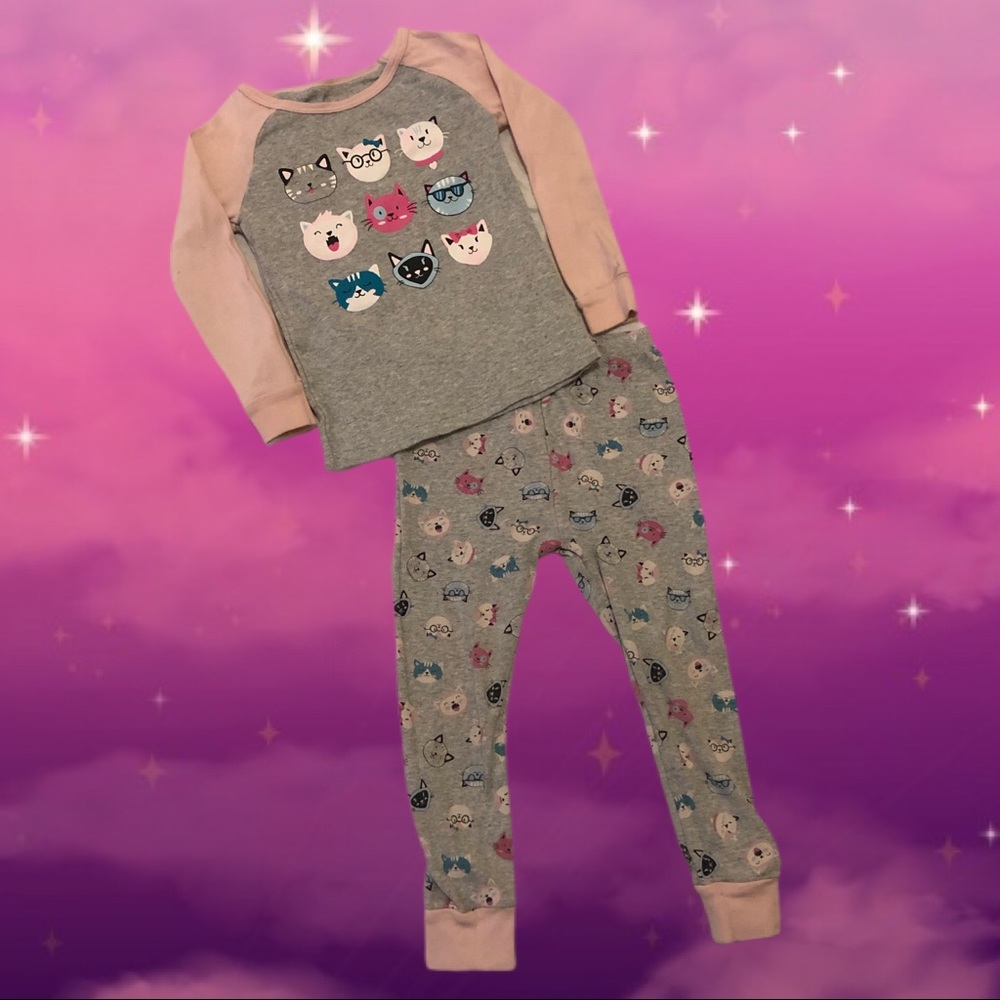 Wonder Nation Girls Kitty Pajamas Set